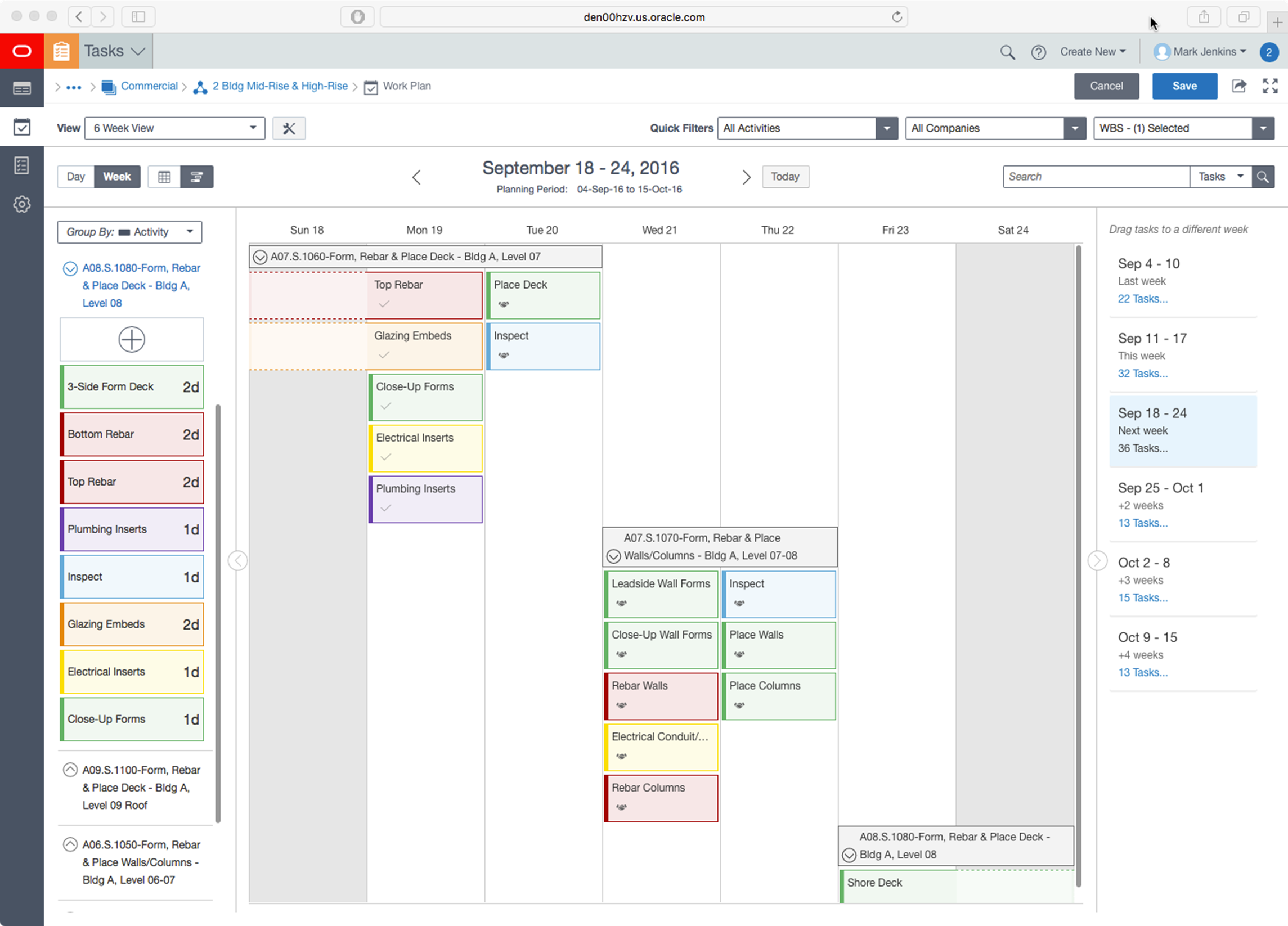 Collaborative planning in Oracle Primavera Cloud